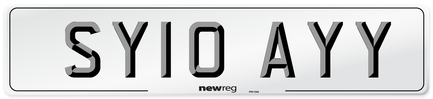SY10 AYY Number Plate from New Reg